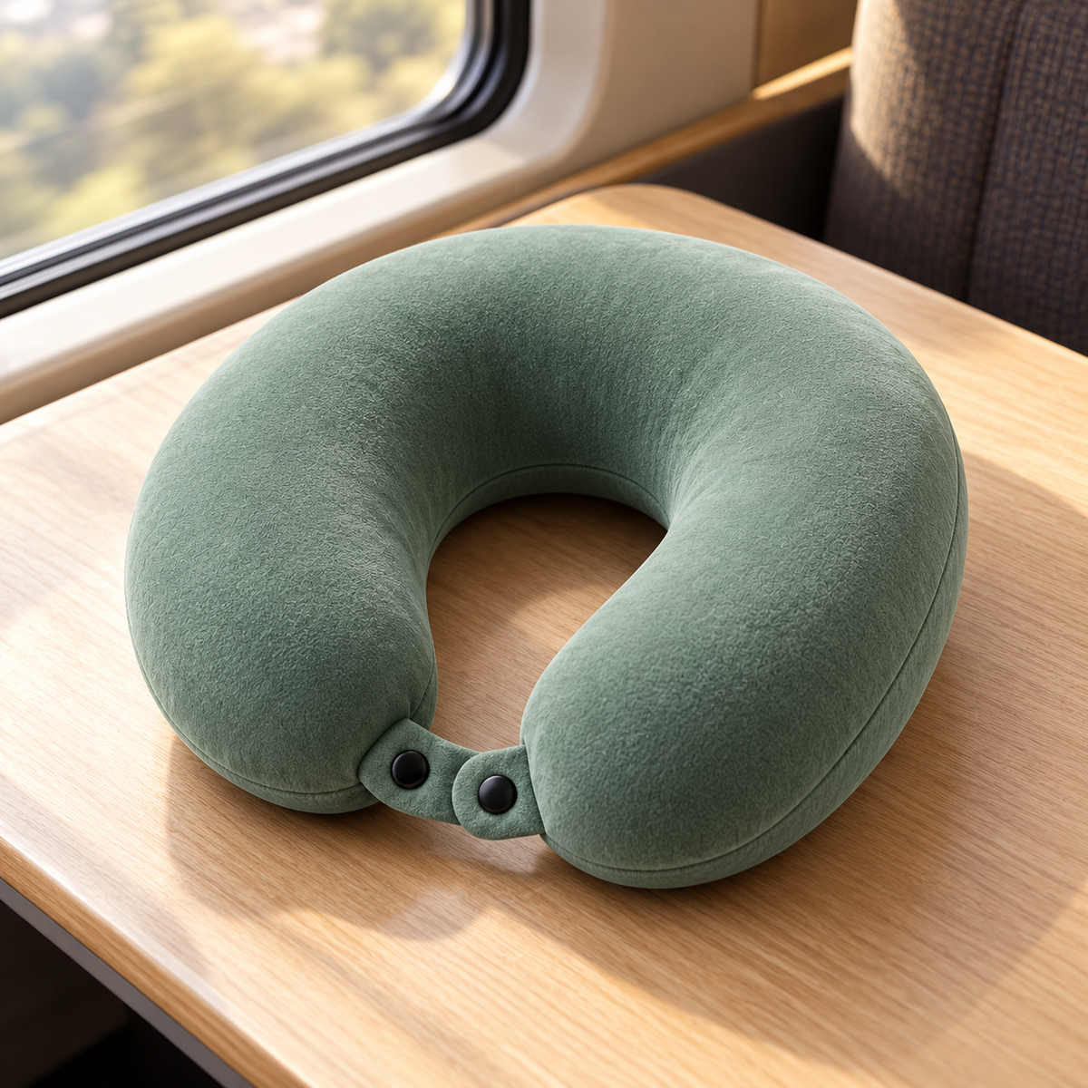 Snap-Front Memory Foam Travel Neck Pillow