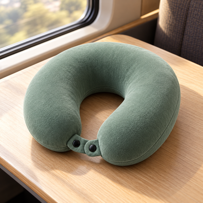 Snap-Front Memory Foam Travel Neck Pillow
