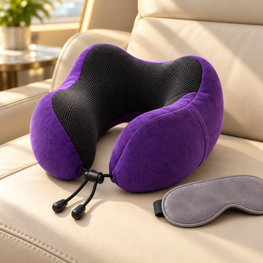 Drawcord Memory Foam Travel Neck Pillow