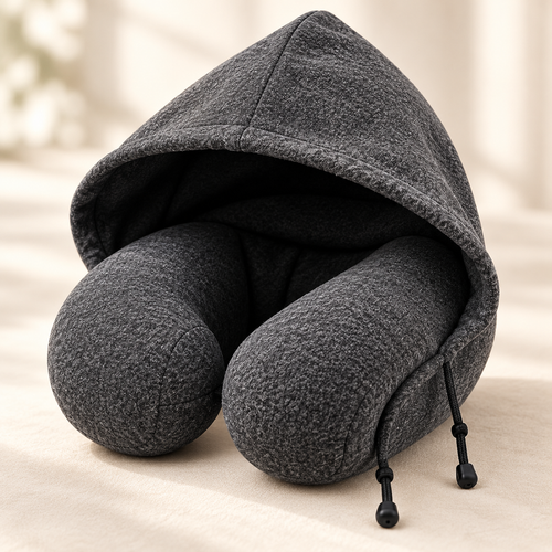 Hooded Memory Foam Travel Neck Pillow