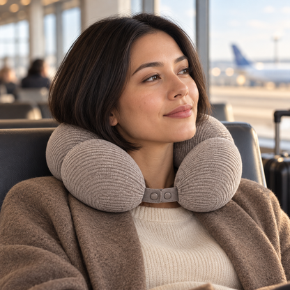 Ribbed Memory Foam Travel Neck Pillow