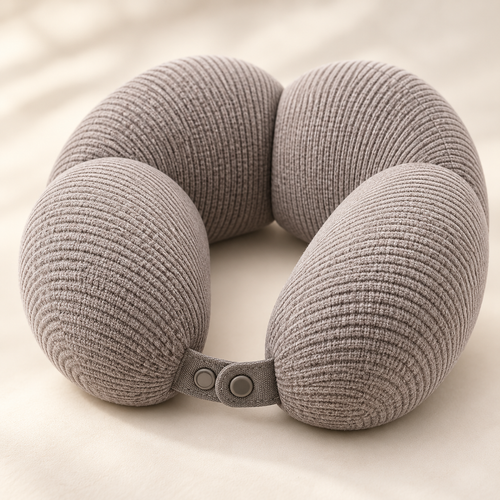 Ribbed Memory Foam Travel Neck Pillow